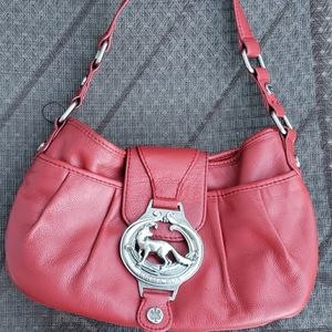 Rare Emma Fox Leather Hobo Handbag Bag Purse Red U
